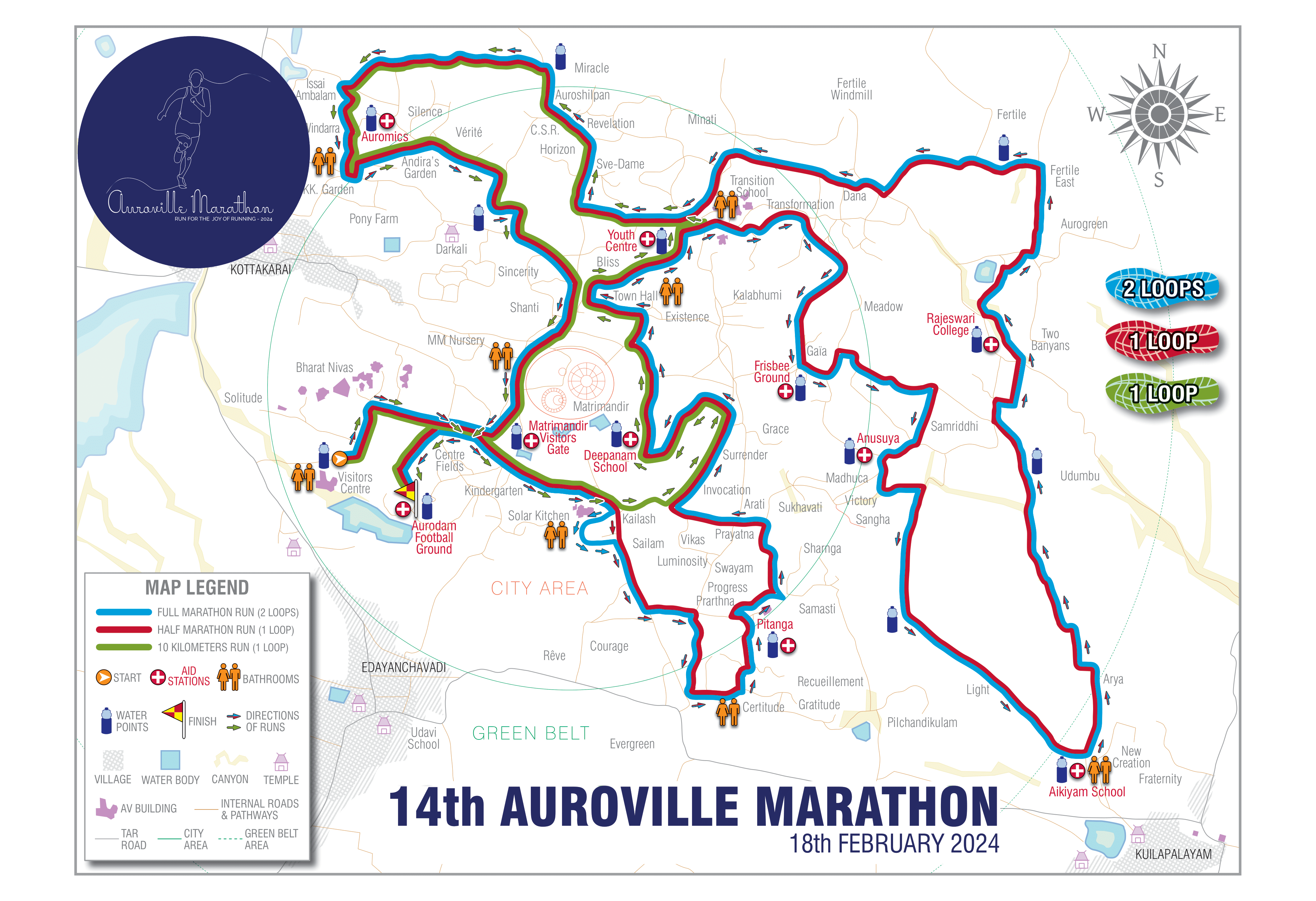 Map Auroville Marathon 2024